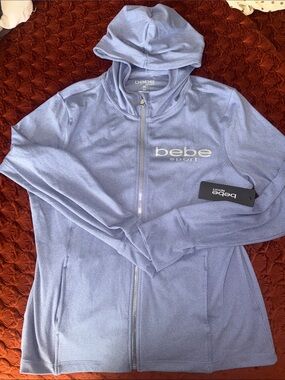 bebe Sport Light Blue Hooded Zip Utility Jacket
